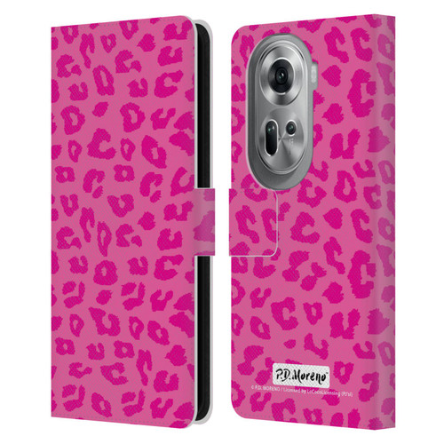 P.D. Moreno Patterns Pink Leopard Leather Book Wallet Case Cover For OPPO Reno11 Pro