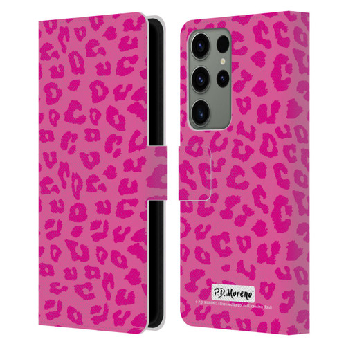 P.D. Moreno Patterns Pink Leopard Leather Book Wallet Case Cover For Samsung Galaxy S23 Ultra 5G