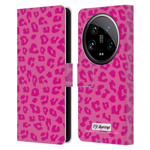 P.D. Moreno Patterns Pink Leopard Leather Book Wallet Case Cover For Xiaomi 14 Ultra