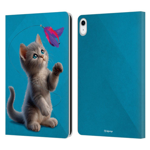 P.D. Moreno Play Cat Artwork Toy Feather Leather Book Wallet Case Cover For Apple iPad 10.9 2022/2025