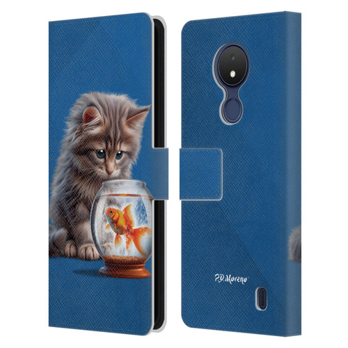P.D. Moreno Play Cat Artwork Goldfish Leather Book Wallet Case Cover For Nokia C21