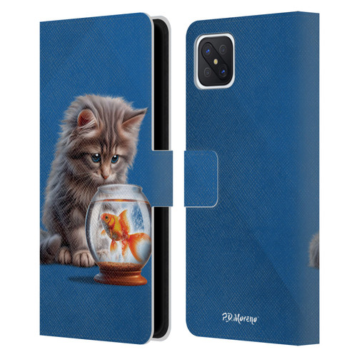 P.D. Moreno Play Cat Artwork Goldfish Leather Book Wallet Case Cover For OPPO Reno4 Z 5G