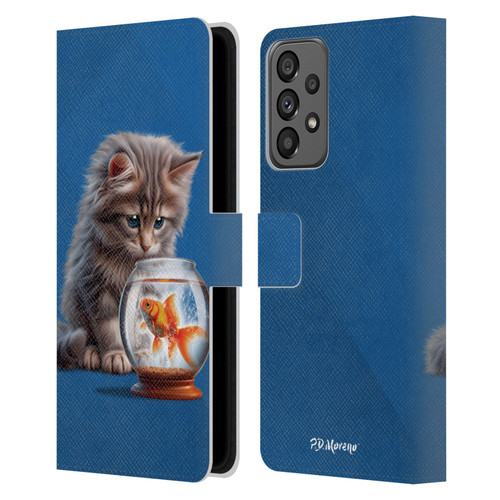 P.D. Moreno Play Cat Artwork Goldfish Leather Book Wallet Case Cover For Samsung Galaxy A73 5G (2022)