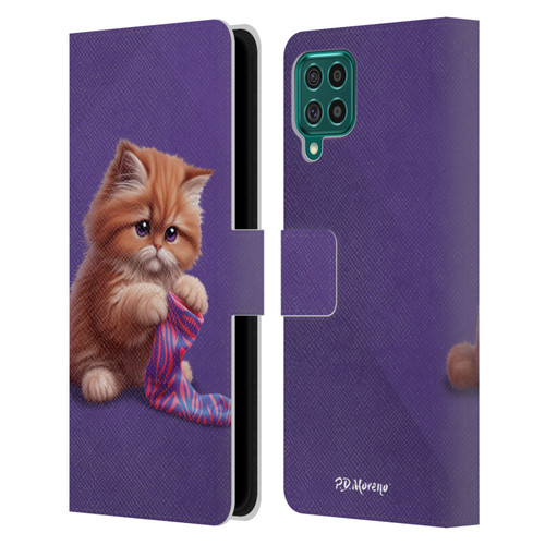 P.D. Moreno Play Cat Artwork Colorful Sock Leather Book Wallet Case Cover For Samsung Galaxy F62 (2021)
