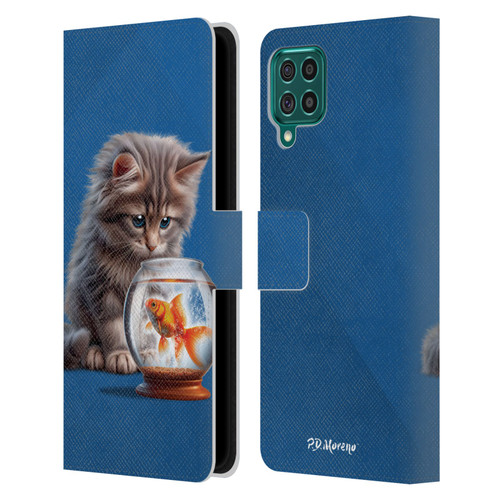P.D. Moreno Play Cat Artwork Goldfish Leather Book Wallet Case Cover For Samsung Galaxy F62 (2021)