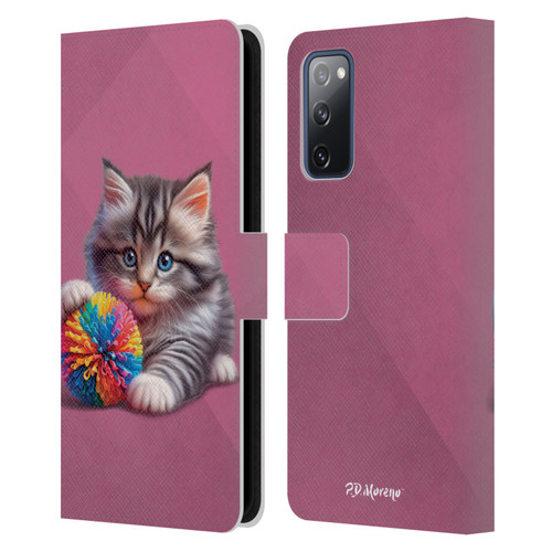 P.D. Moreno Play Cat Artwork Spikey Ball Leather Book Wallet Case Cover For Samsung Galaxy S20 FE / 5G