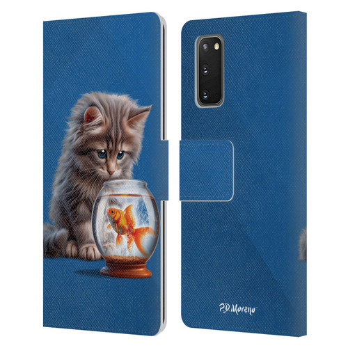 P.D. Moreno Play Cat Artwork Goldfish Leather Book Wallet Case Cover For Samsung Galaxy S20 / S20 5G
