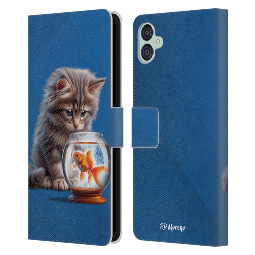 P.D. Moreno Play Cat Artwork Goldfish Leather Book Wallet Case Cover For Samsung Galaxy M04 5G / A04e