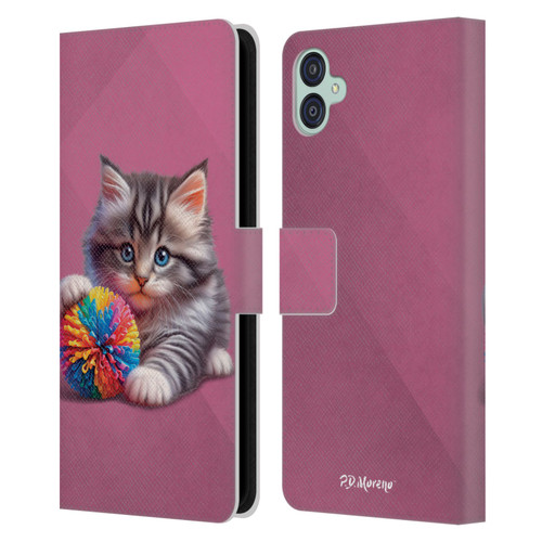 P.D. Moreno Play Cat Artwork Spikey Ball Leather Book Wallet Case Cover For Samsung Galaxy M04 5G / A04e