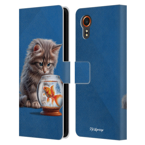 P.D. Moreno Play Cat Artwork Goldfish Leather Book Wallet Case Cover For Samsung Galaxy Xcover7 5G