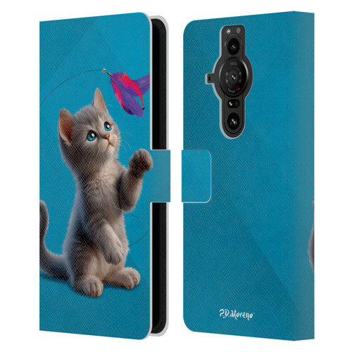 P.D. Moreno Play Cat Artwork Toy Feather Leather Book Wallet Case Cover For Sony Xperia Pro-I