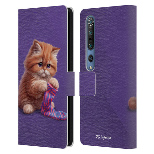 P.D. Moreno Play Cat Artwork Colorful Sock Leather Book Wallet Case Cover For Xiaomi Mi 10 5G / Mi 10 Pro 5G