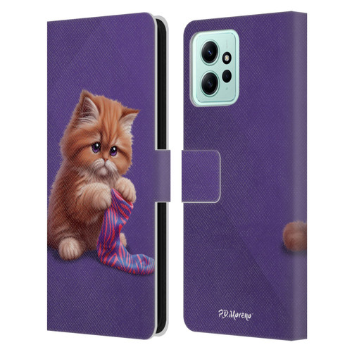 P.D. Moreno Play Cat Artwork Colorful Sock Leather Book Wallet Case Cover For Xiaomi Redmi 12