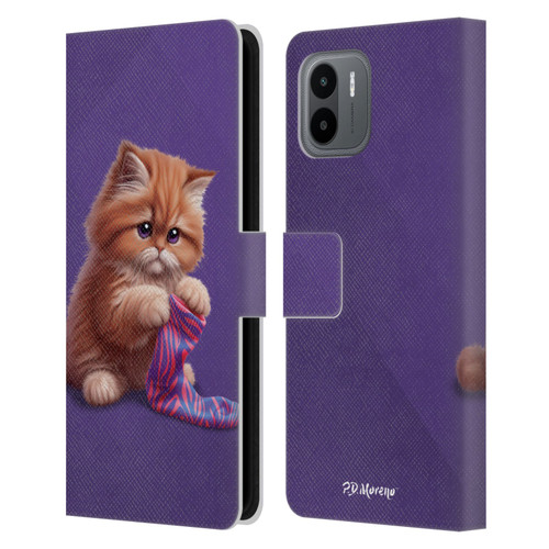 P.D. Moreno Play Cat Artwork Colorful Sock Leather Book Wallet Case Cover For Xiaomi Redmi A2