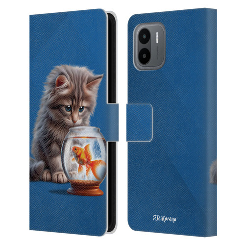 P.D. Moreno Play Cat Artwork Goldfish Leather Book Wallet Case Cover For Xiaomi Redmi A2