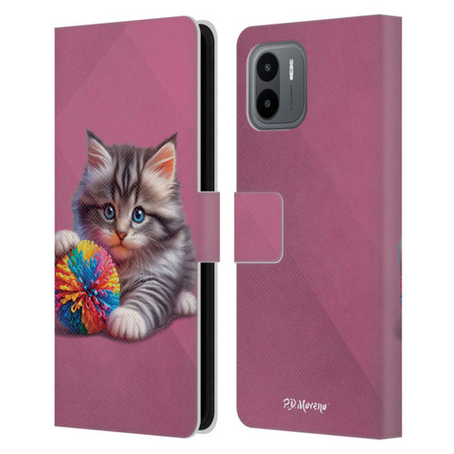 P.D. Moreno Play Cat Artwork Spikey Ball Leather Book Wallet Case Cover For Xiaomi Redmi A2