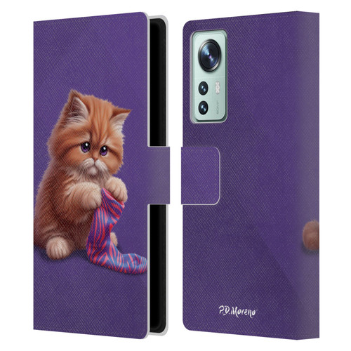 P.D. Moreno Play Cat Artwork Colorful Sock Leather Book Wallet Case Cover For Xiaomi 12