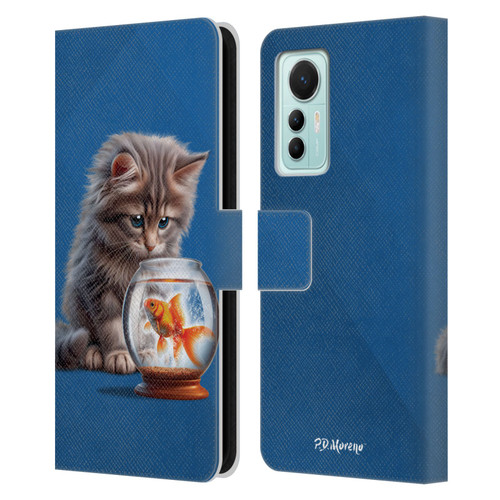 P.D. Moreno Play Cat Artwork Goldfish Leather Book Wallet Case Cover For Xiaomi 12 Lite