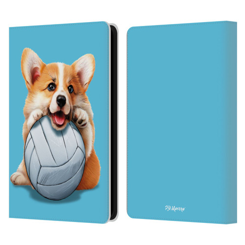 P.D. Moreno Sport Puppies Corgi Volleyball Leather Book Wallet Case Cover For Amazon Kindle Paperwhite 5 (2021)