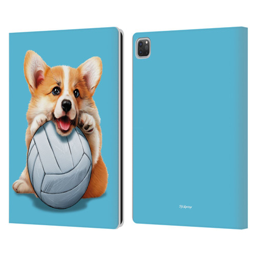 P.D. Moreno Sport Puppies Corgi Volleyball Leather Book Wallet Case Cover For Apple iPad Pro 13 M4 2024