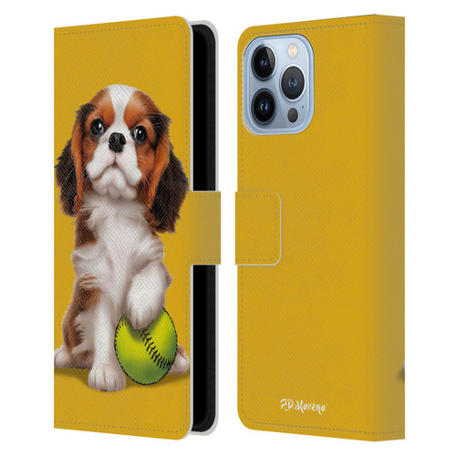 P.D. Moreno Sport Puppies Cavalier King Charles Baseball Leather Book Wallet Case Cover For Apple iPhone 13 Pro Max