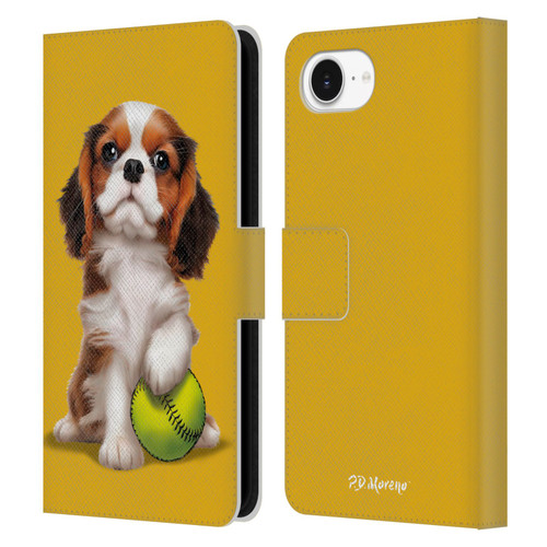 P.D. Moreno Sport Puppies Cavalier King Charles Baseball Leather Book Wallet Case Cover For Apple iPhone 16e