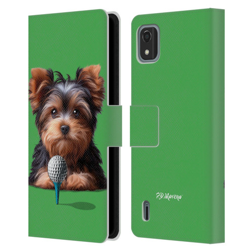 P.D. Moreno Sport Puppies Yorkshire Terrier Golf Leather Book Wallet Case Cover For Nokia C2 2nd Edition