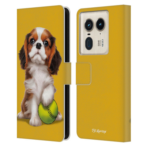 P.D. Moreno Sport Puppies Cavalier King Charles Baseball Leather Book Wallet Case Cover For Motorola Edge 50 Ultra/X50 Ultra