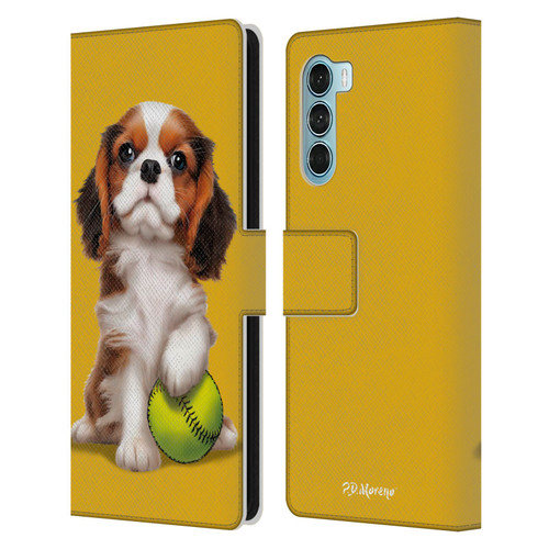P.D. Moreno Sport Puppies Cavalier King Charles Baseball Leather Book Wallet Case Cover For Motorola Edge S30 / Moto G200 5G