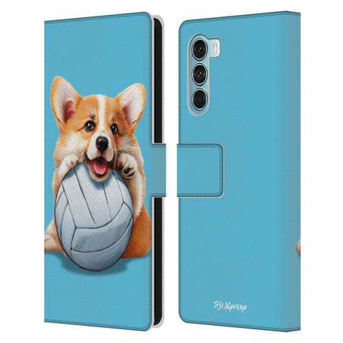 P.D. Moreno Sport Puppies Corgi Volleyball Leather Book Wallet Case Cover For Motorola Edge S30 / Moto G200 5G
