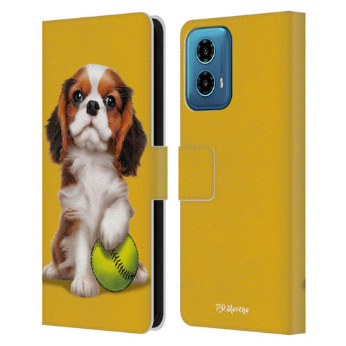 P.D. Moreno Sport Puppies Cavalier King Charles Baseball Leather Book Wallet Case Cover For Motorola Moto G34 5G