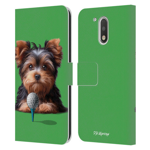 P.D. Moreno Sport Puppies Yorkshire Terrier Golf Leather Book Wallet Case Cover For Motorola Moto G41