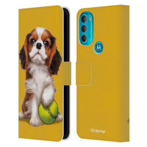 P.D. Moreno Sport Puppies Cavalier King Charles Baseball Leather Book Wallet Case Cover For Motorola Moto G71 5G