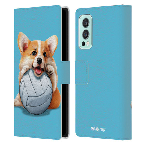 P.D. Moreno Sport Puppies Corgi Volleyball Leather Book Wallet Case Cover For OnePlus Nord 2 5G