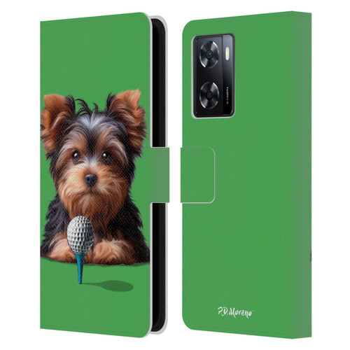 P.D. Moreno Sport Puppies Yorkshire Terrier Golf Leather Book Wallet Case Cover For OPPO A57s