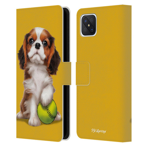 P.D. Moreno Sport Puppies Cavalier King Charles Baseball Leather Book Wallet Case Cover For OPPO Reno4 Z 5G