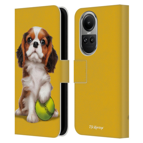 P.D. Moreno Sport Puppies Cavalier King Charles Baseball Leather Book Wallet Case Cover For OPPO Reno10 5G / Reno10 Pro 5G