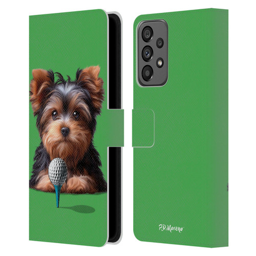 P.D. Moreno Sport Puppies Yorkshire Terrier Golf Leather Book Wallet Case Cover For Samsung Galaxy A73 5G (2022)
