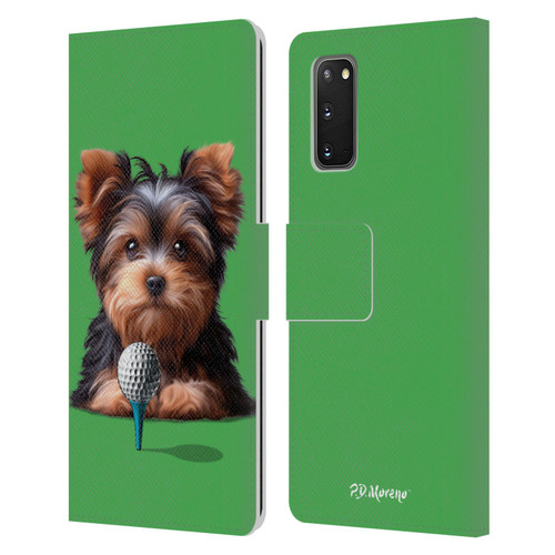 P.D. Moreno Sport Puppies Yorkshire Terrier Golf Leather Book Wallet Case Cover For Samsung Galaxy S20 / S20 5G