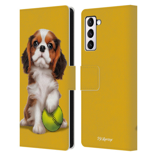 P.D. Moreno Sport Puppies Cavalier King Charles Baseball Leather Book Wallet Case Cover For Samsung Galaxy S21+ 5G