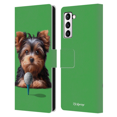 P.D. Moreno Sport Puppies Yorkshire Terrier Golf Leather Book Wallet Case Cover For Samsung Galaxy S21+ 5G