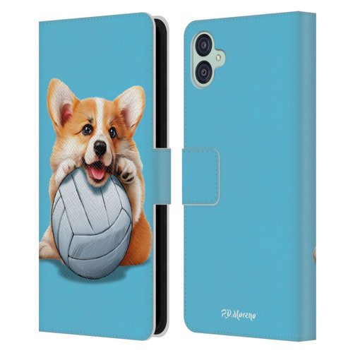 P.D. Moreno Sport Puppies Corgi Volleyball Leather Book Wallet Case Cover For Samsung Galaxy M04 5G / A04e