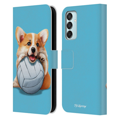 P.D. Moreno Sport Puppies Corgi Volleyball Leather Book Wallet Case Cover For Samsung Galaxy M15/F15 5G