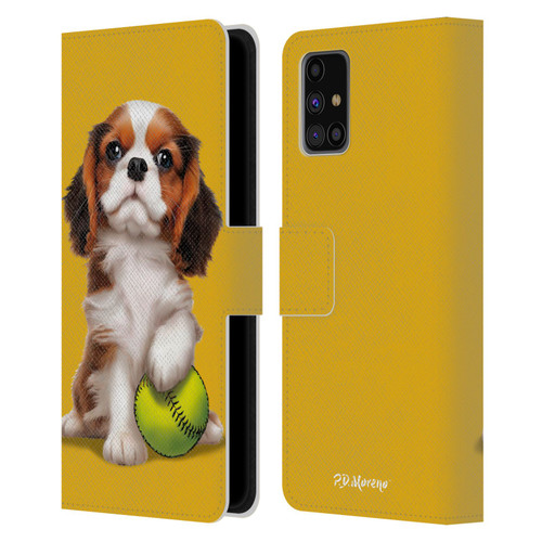 P.D. Moreno Sport Puppies Cavalier King Charles Baseball Leather Book Wallet Case Cover For Samsung Galaxy M31s (2020)