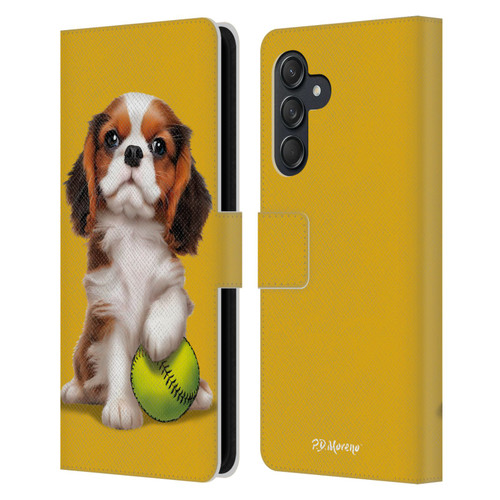 P.D. Moreno Sport Puppies Cavalier King Charles Baseball Leather Book Wallet Case Cover For Samsung Galaxy M55 5G