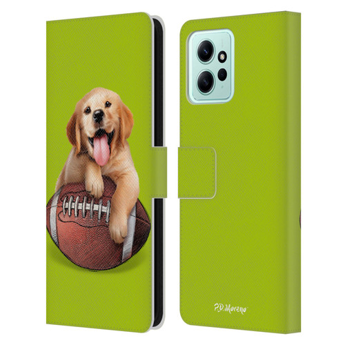 P.D. Moreno Sport Puppies Golden Retriever Football Leather Book Wallet Case Cover For Xiaomi Redmi 12