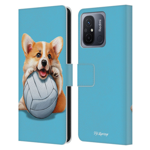 P.D. Moreno Sport Puppies Corgi Volleyball Leather Book Wallet Case Cover For Xiaomi Redmi 12C