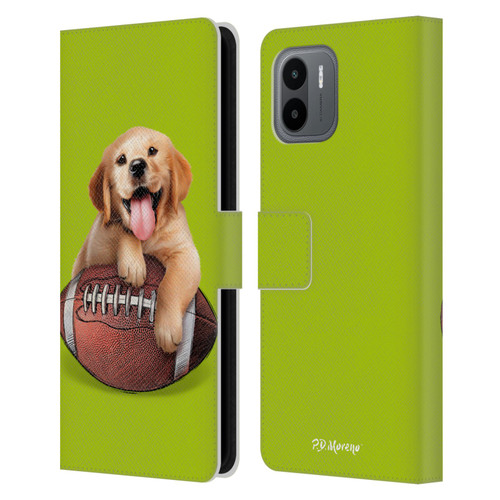 P.D. Moreno Sport Puppies Golden Retriever Football Leather Book Wallet Case Cover For Xiaomi Redmi A2