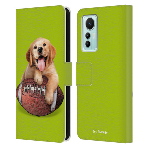P.D. Moreno Sport Puppies Golden Retriever Football Leather Book Wallet Case Cover For Xiaomi 12 Lite