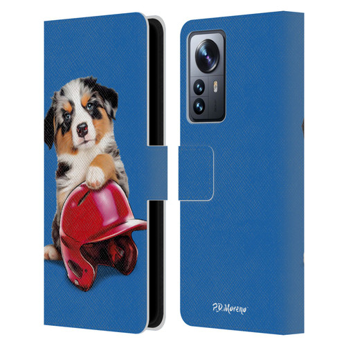 P.D. Moreno Sport Puppies Australian Shepherd Helmet Leather Book Wallet Case Cover For Xiaomi 12 Pro